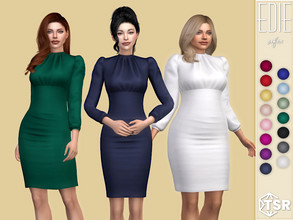 Sims 4 — Edie Dress by Sifix2 — A high-waisted pencil dress with long sleeves in 15 colors for teen, young adult and