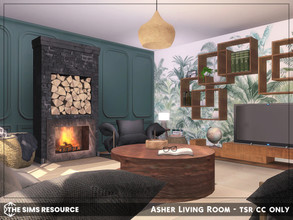 Sims 4 — Asher Living Room - TSR CC Only by sharon337 — This is a Room Build 7 x 6 Room $14,456 Short Wall Height Please