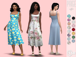Sims 4 — Paige Dress by Sifix2 — A simple summer dress in 15 colors, including 8 floral patterns, for teen, young adult