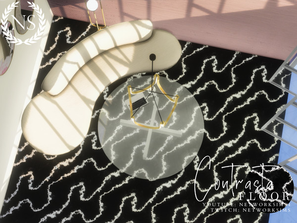 Sims 4 — Constrasta Marble Floor by networksims — A dramatic black and white marble floor.