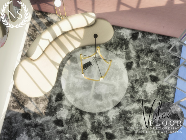 Sims 4 — Volca Marble Floor by networksims — A dark grey marble floor.