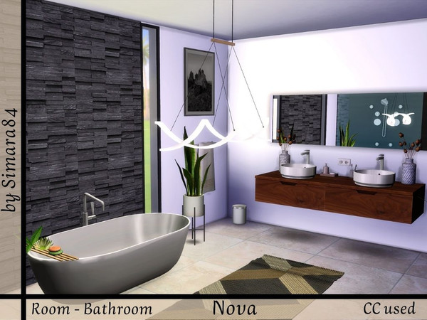 Sims 4 — Bathroom Nova by Simara84 — modern bathroom with shower und bathtub. Short Walls 