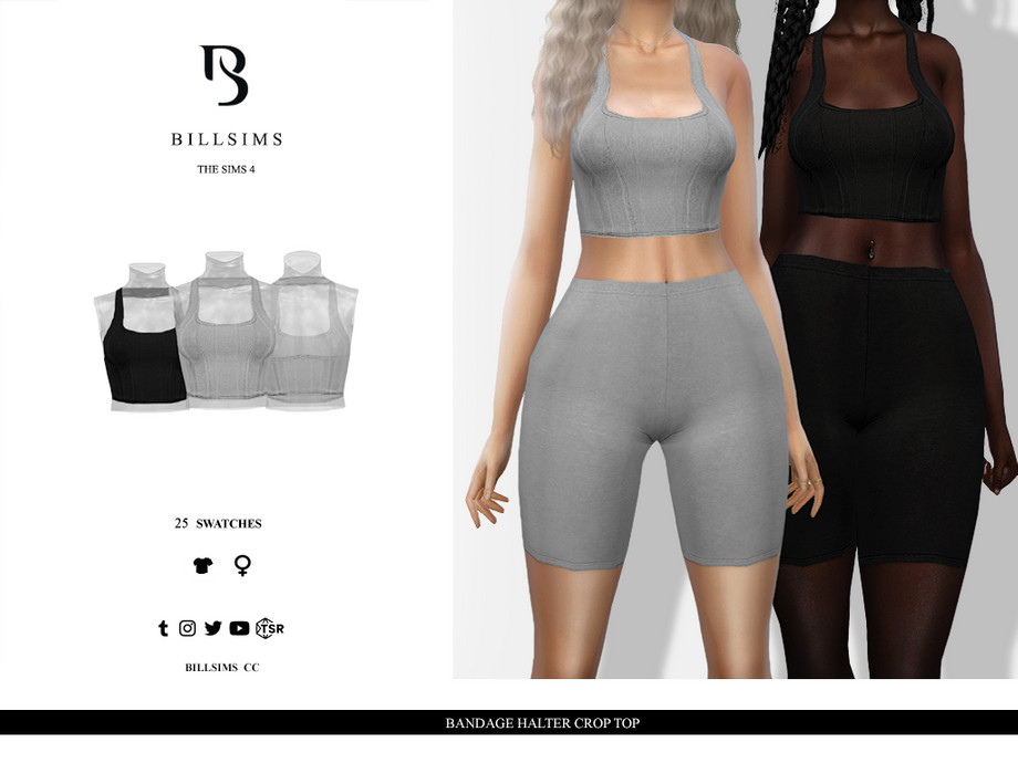 The Sims Resource - Bandage Halter Crop Top