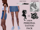 Sims 4 — Personal Tattoo Pack by leighajs — Features a knife thigh tattoo, two American traditional calf tattoos (flower