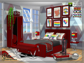 Sims 4 — Pride 2022 Ocx bedroom by jomsims — Pride 2022 Ocx bedroom A corner of well-being on our pride theme. Bed.