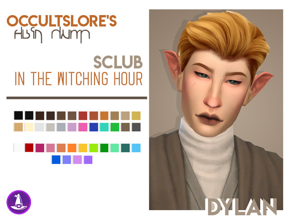 Sims 4 — Dylan - SCLUB Recolor by rachirdsims — Recolored in The Witching Hour palette. 24 shades similar to EA's base