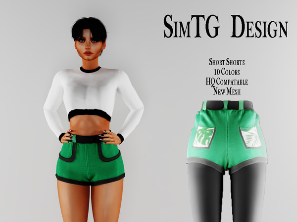 Sims 4 — SimTG Design Short Shorts by simtaliagreen — 10 colors Adult-Elder-Teen-Young Adult For Female Custom thumbnail