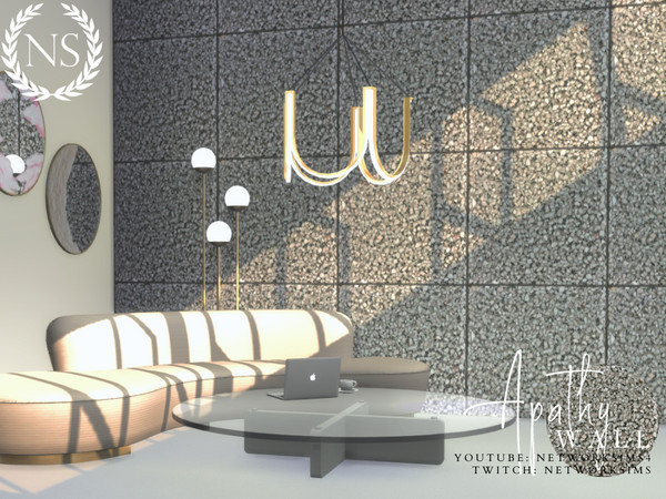 Sims 4 — Apathy Stone Tile Wall by networksims — A grey, tiled, concrete wall.