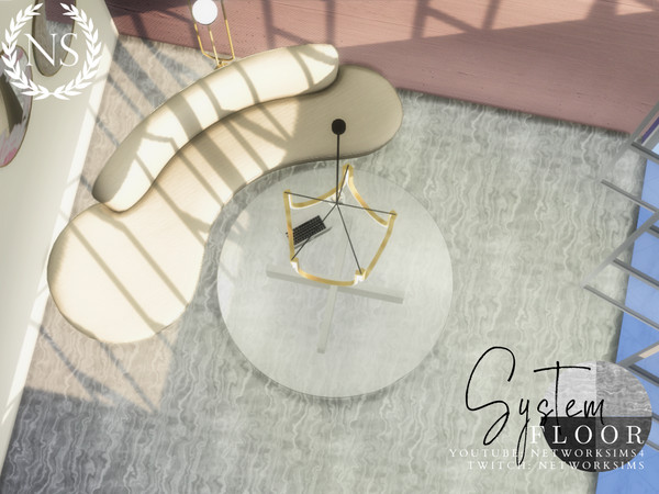 Sims 4 — System Marble Floor by networksims — A greyscale marble floor.