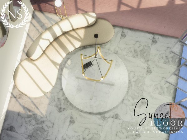 Sims 4 — Sunset Marble Floor by networksims — A greyscale marble floor.
