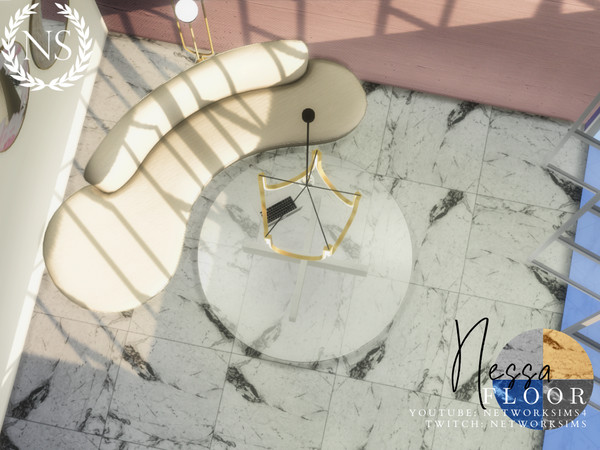 Sims 4 — Nessa Marble Floor by networksims — A greyscale marble floor.