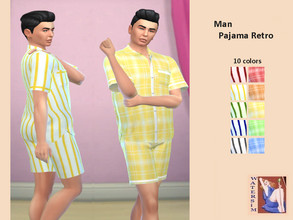 Sims 4 — ws Man Pajama Retro - RC by watersim44 — ws Man Pajama Retro - Recolor It's a standalone recolor of ChloeMMM
