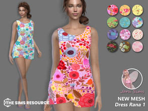 Sims 4 — Dress Rana 1 by Jaru_Sims — New Mesh HQ mod compatible All LODs 12 swatches Teen to elder Custom thumbnail Size