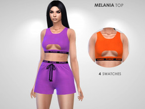 Sims 4 — Melania Top by Puresim — Cut out top in 4 colors.