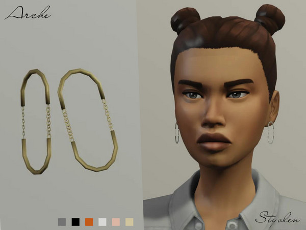 Sims 4 — Styvlen Arch Earrings by Styvlen — Mesh by me Speculare by me Compatible base game 6 Metallic colors