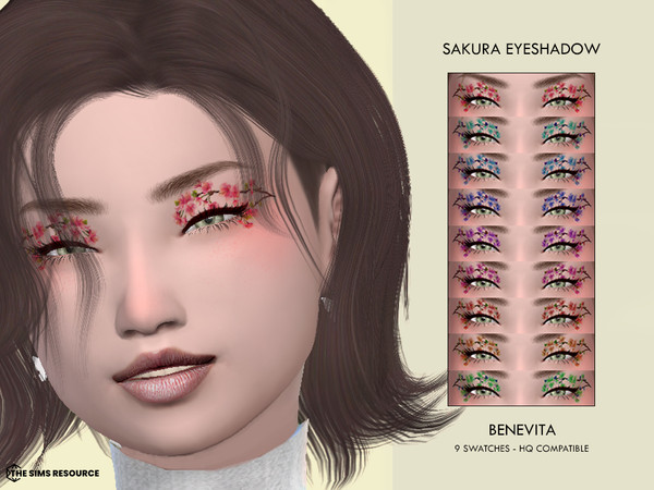Sims 4 — Sakura Eyeshadow [HQ] by Benevita — Sakura Eyeshadow HQ Mod Compatible 9 Swatches I hope you like!