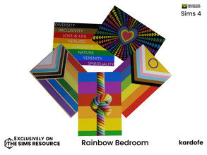 Sims 4 — Rainbow Bedroom Rug by kardofe — Carpet decorated with gay pride motifs, in five different options