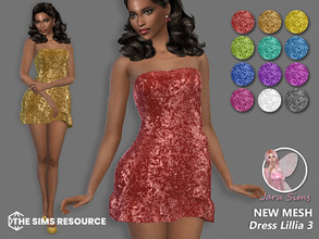 Sims 4 — Dress Lillia 3 by Jaru_Sims — New Mesh HQ mod compatible All LODs 12 swatches Teen to elder Custom thumbnail