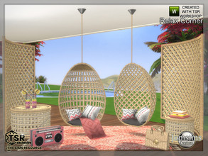 Sims 4 — Relax corner by jomsims — Relax Corner. Indoor garden with a wicker spirit and relaxation. in 4 shades and 4
