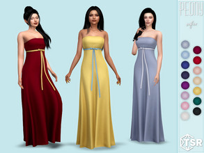Sims 4 — Peony Dress by Sifix2 — A strapless high-waisted maxi dress in 15 colors for teen, young adult and adult sims.