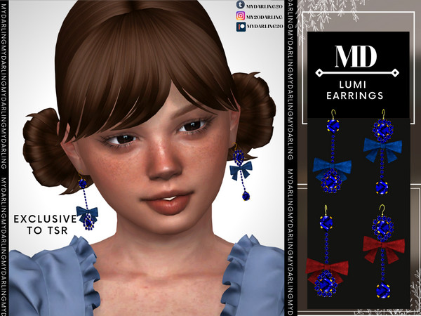 Sims 4 — lumi earrings child by Mydarling20 — new mesh base game compatible all lods all maps 5 colors