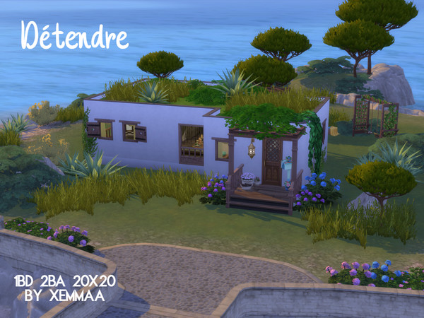 Sims 4 — Detendre (No CC) by XEmmaa2 — A cozy little relaxing home where you can enjoy the surroundings and natural pool.