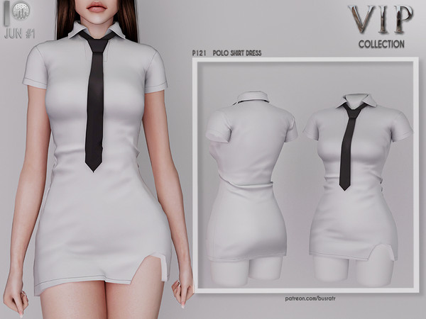 Sims 4 —  [PATREON]  (Early Access) POLO SHIRT DRESS P121 by busra-tr — 10 colors Adult-Elder-Teen-Young Adult For Female