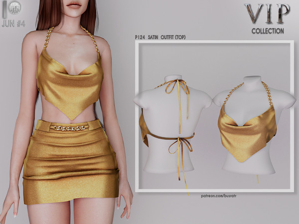 Sims 4 —  [PATREON]  (Early Access) SATIN OUTFIT (TOP) P124 by busra-tr — 10 colors Adult-Elder-Teen-Young Adult For