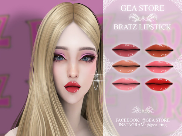 Sims 4 — Bratz Lipstick by Gea_Store — 6 Color Swatches BGC Dont reclaim this as yours and dont re-update