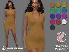 Sims 4 — Dress Aya 1 by Jaru_Sims — New Mesh HQ mod compatible All LODs 13 swatches Teen to elder Custom thumbnail Size