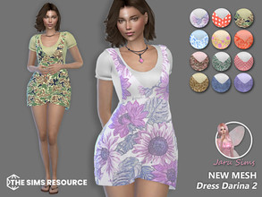 Sims 4 — Dress Darina 2 by Jaru_Sims — New Mesh HQ mod compatible All LODs 12 swatches Teen to elder Custom thumbnail