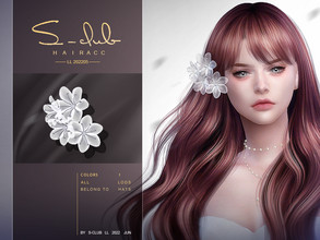 Sims 4 — Flowers hair ACC( Gardenia) by S-Club — Flowers hair ACC&#65292;hope you enjoy it