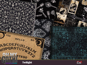 Sims 4 — Oh my Goth_twilight rugs by evi — Dark coloured gothic rugs 