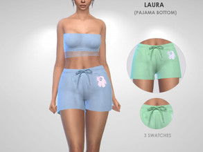 Sims 4 — Laura Pajama Bottom by Puresim — Pajama shorts in 3 swatches.