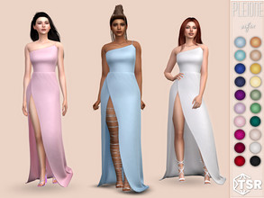 Sims 4 — Pleione Dress by Sifix2 — An asymmetric dress with a high slit in 15 colors for teen, young adult and adult