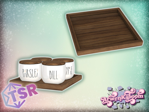 Sims 4 — Rae Of Sunshine - Spice Jar Wood Plate by ArwenKaboom — Base game object with multiple recolors. You can search