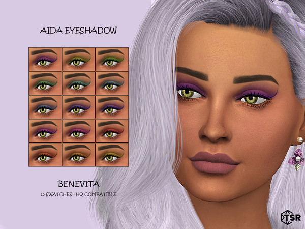 Sims 4 — Aida Eyeshadow [HQ] by Benevita — Aida Eyeshadow HQ Mod Compatible 15 Swatches I hope you like!