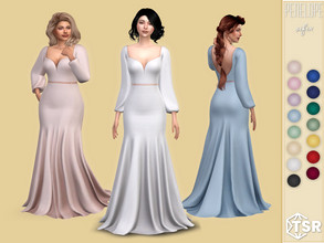 Sims 4 — Penelope Dress by Sifix2 — A long-sleeved mermaid gown in 15 colors for teen, young adult and adult sims. The