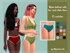 Sims 4 — Bikini bottom with ties and white lines by MysteriousOo — Bikini bottom with ties and white lines in 15 colors