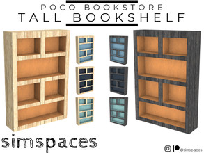 Sims 4 — Poco Bookstore - tall bookshelf by simspaces — Part of the Poco Bookstore set: it's shelves, but also like
