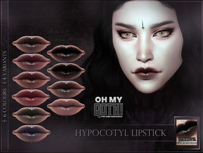 Sims 4 — Oh My Goth - Hypocotyl Lipstick by RemusSirion — Black gothic lip gloss in 6 dark colours and 4 variants