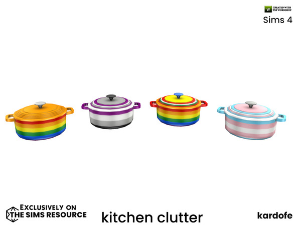 Sims 4 — kardofe_kitchen clutter_Cocotte pot by kardofe — Cast iron pot decorated with pride colours. In four colour