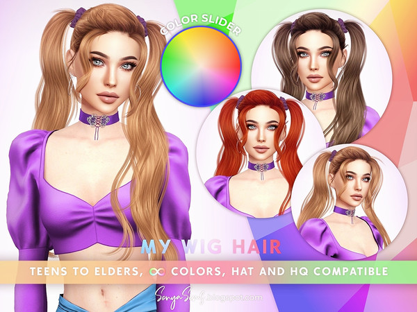 Sims 4 — PRIDE 2022 - My Wig Color Slider Retexture by SonyaSimsCC — This file will make my "MY WIG" hair