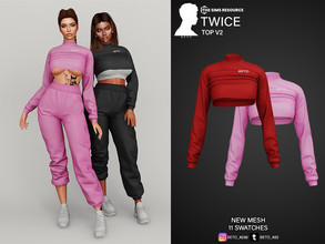 Sims 4 — Twice (Top V2) by Beto_ae0 — Short sports sweater, enjoy it - 11 colors - New Mesh - All Lods - All maps