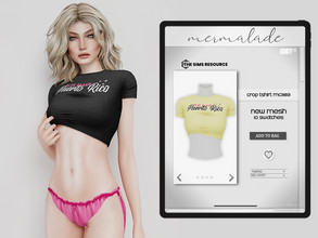 Sims 4 — Crop Tshirt MC383 by mermaladesimtr — New Mesh 10 Swatches All Lods Teen to Elder For Female
