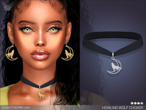 Sims 4 — Howling Wolf Choker by feyona — Howling Wolf Choker come in 4 colors of metal: yellow gold, white gold, rose