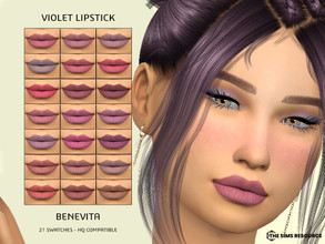 Sims 4 — Violet Lipstick [HQ] by Benevita — Violet Lipstick HQ Mod Compatible 21 Swatches I hope you like!