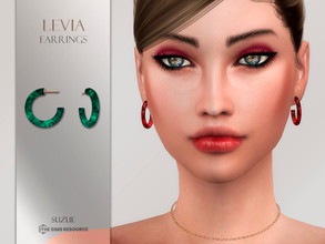Sims 4 — Levia Earrings by Suzue — -New Mesh (Suzue) -8 Swatches -For Female and Male (Teen to Elder) -HQ Compatible
