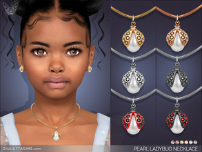 Sims 4 — Pearl Ladybug Necklace For Kids by feyona — Pearl Ladybug Necklace For Kids come in 6 colors of metal: yellow