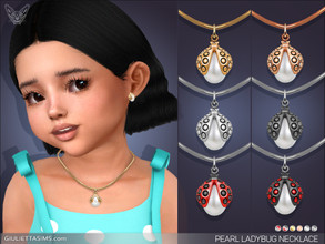 Sims 4 — Pearl Ladybug Necklace For Toddlers by feyona — Pearl Ladybug Necklace For Toddlers come in 6 colors of metal: